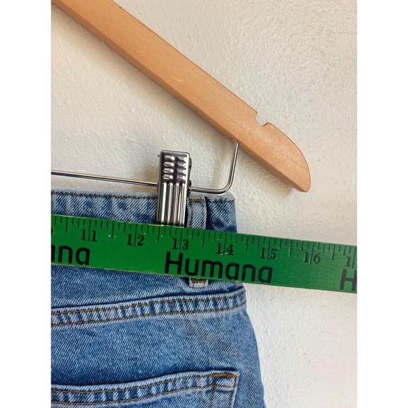 Collusion x007 Wide Leg Jeans Mid Wash Blue High Rise Raw Hem 30/32 (fits 28x29) - Picture 8 of 10